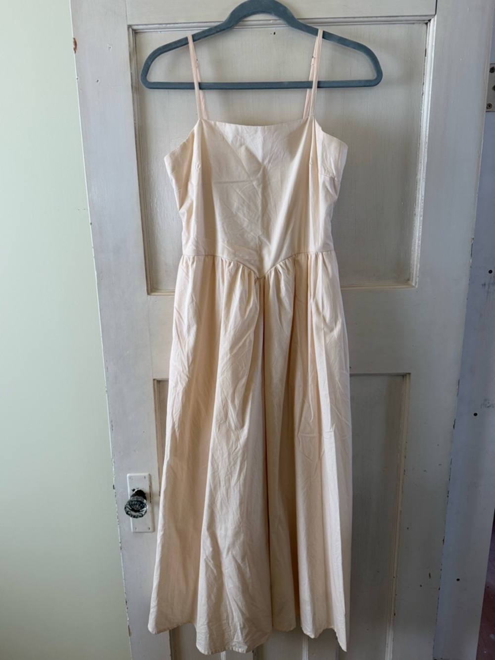 Cream Spaghetti Strap Midi Dress